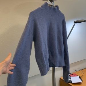 &other stories blue turtleneck balloon sleeves size small